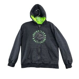Quiksilver Hoodie Youth Boys Medium 10/12 Sherpa Lined Full Zip Travel Outdoor